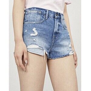 Frame Le Stevie Distressed Denim Cutoff Shorts Peeking Pockets Sz 29 Galia